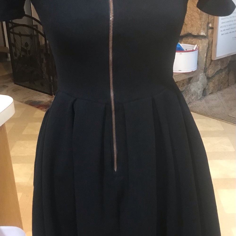 Classic Black Zip-Front Fit & Flare Dress